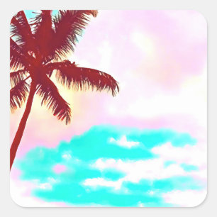Palm Trees tropical Island life Square Sticker