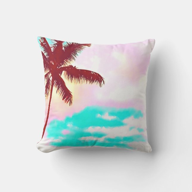 Palm Trees tropical Island life Throw Pillow (Front)