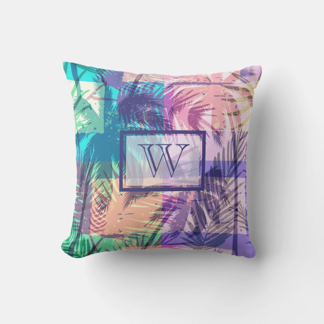 Palm Trees Tropical Outdoor Pillow (Front)