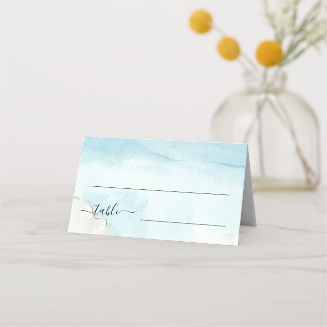 Palm Trees Tropical Sand Beach Exotic Wedding Place Card (Front)