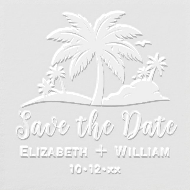 Palm Trees Tropical Save the Date #2 Name Date Embosser (Design)