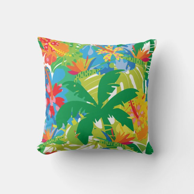 Palm trees, tropical, seamless pattern throw pillow (Front)