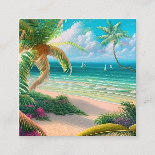 Palm Trees Tropical Square Business Card