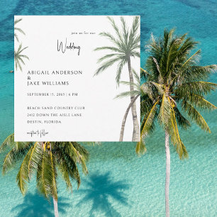 Palm Trees Tropical Square Wedding Invitation