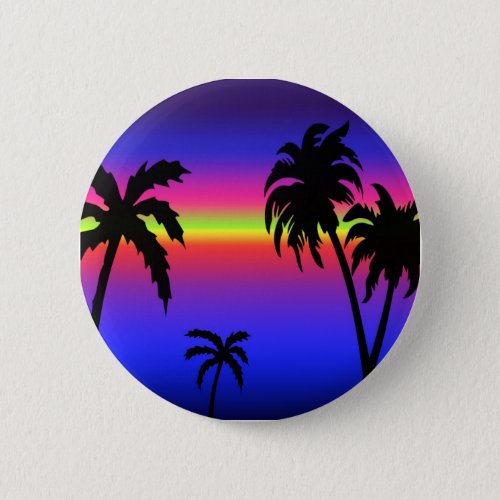 Palm Trees Tropical Sunset Button