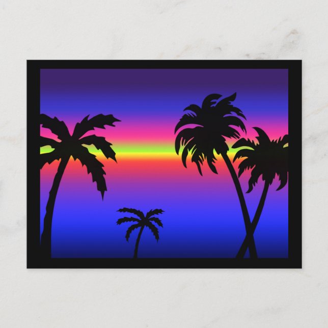 Palm Trees Tropical Sunset Postcard (Front)