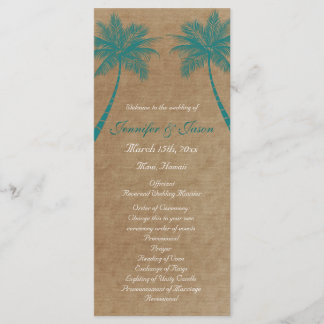 Palm Trees Tropical Teal Beach Wedding Programs