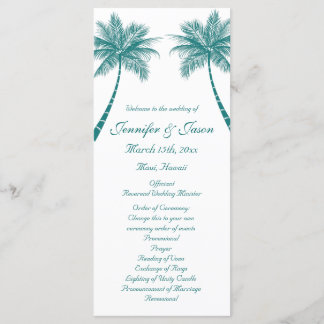 Palm Trees Tropical Teal Beach Wedding Programs
