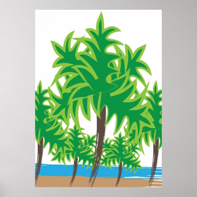Palm Trees Tropical Vintage Travel Poster (Front)