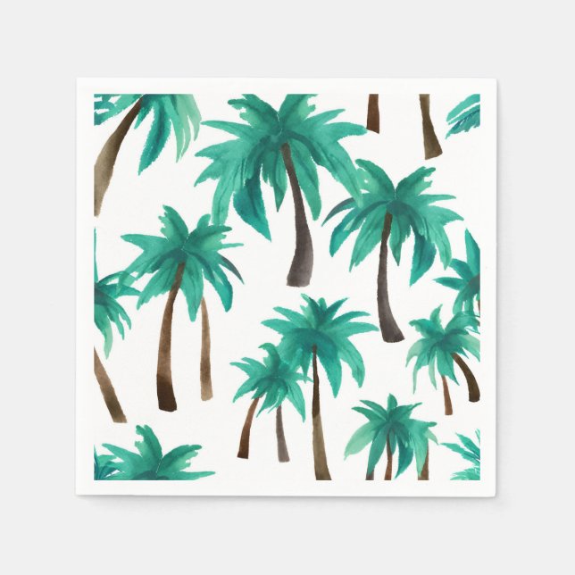 Palm Trees Tropical Watercolor  Napkins (Front)