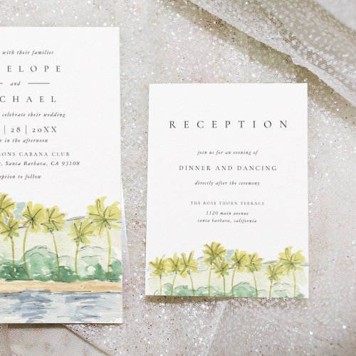Palm Trees Tropical Wedding Reception Enclosure Invitation