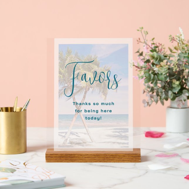 Palm Trees Tropical Wedding Reception Favors Acrylic Sign (Wedding)