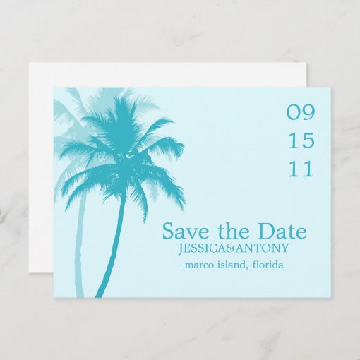 Palm Trees Tropical Wedding Save the Date Announcement Postcard Zazzle