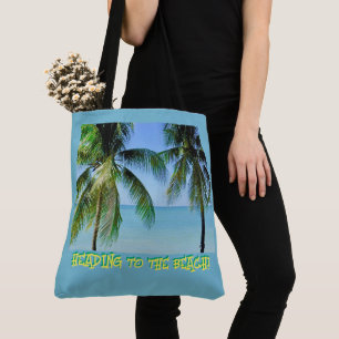 PALM TREES/TURQUOISE SEA/HEADING TO THE BEACH TOTE BAG