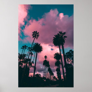 Palm Trees Under Pink And Blue Sky California, Uni Poster