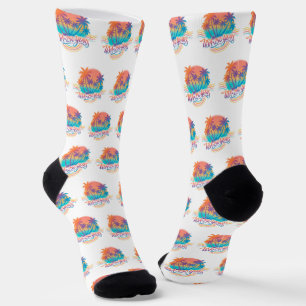 Palm Trees USA 250 Years Patriotic Desert Sunrise Socks