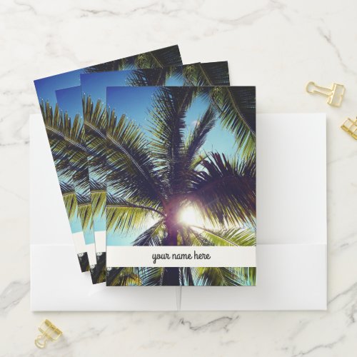 Palm Trees view from Below and  Your Name Here  Pocket Folder