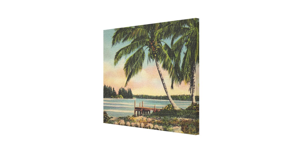 palm trees vintage canvas print | Zazzle