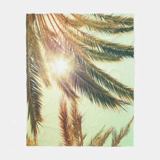Palm Trees, Vintage Toned Sky. Fleece Blanket