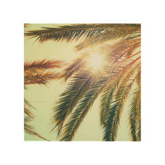 Palm Trees, Vintage Toned Sky. Wood Wall Art