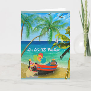 Palm Trees, Water, Beach for your Birthday Card