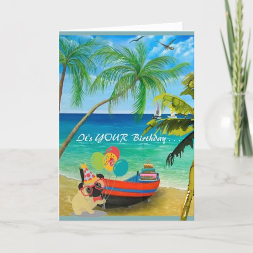 Palm Trees Water Beach for your Birthday Card