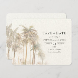 Palm Trees Watercolor Coastal Destination Save The Date
