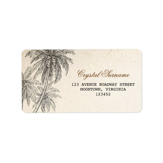palm trees wedding address labels (Front)