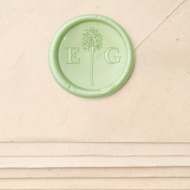 Palm Trees Wedding detail Wax Seal Sticker (Front)