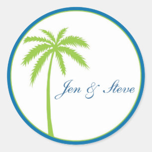 Palm Trees Wedding Favor Sticker