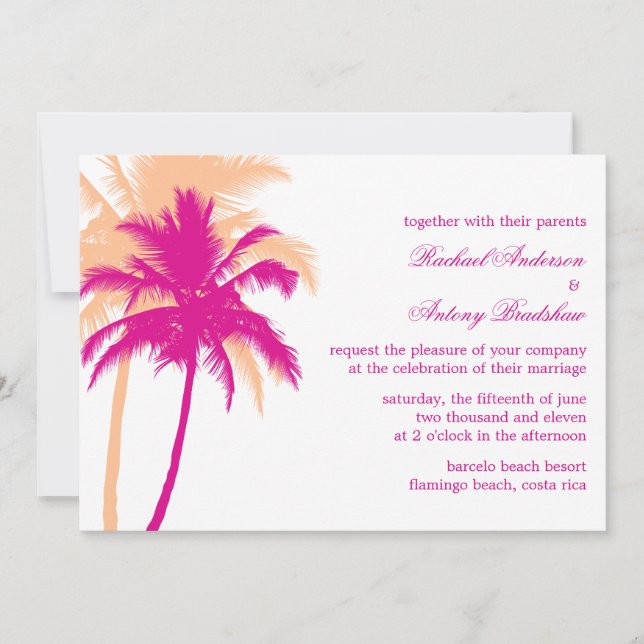 Palm Trees Wedding Invitation (Front)