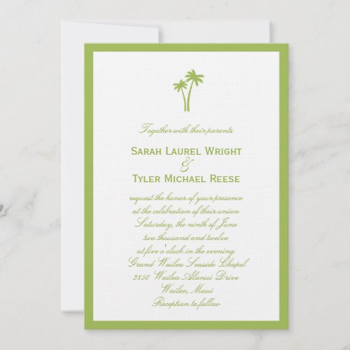 Palm Trees Wedding Invitation - Lime Border
