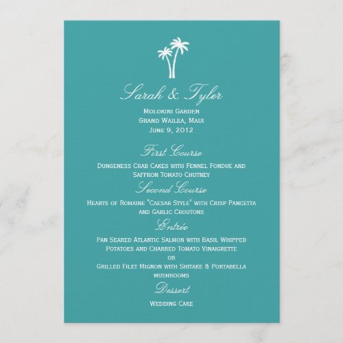 Palm Trees Wedding Menu Card