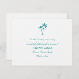 Palm Trees Wedding Reception Card - White/Aqua | Zazzle