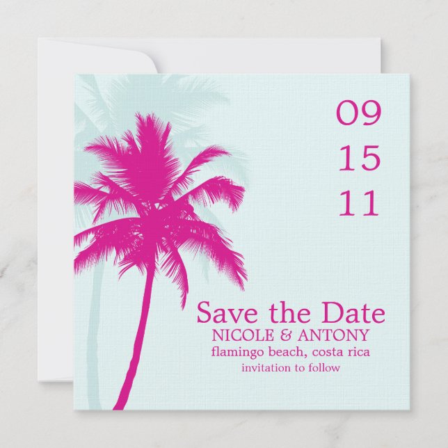 Palm Trees Wedding Save the Date (Front)