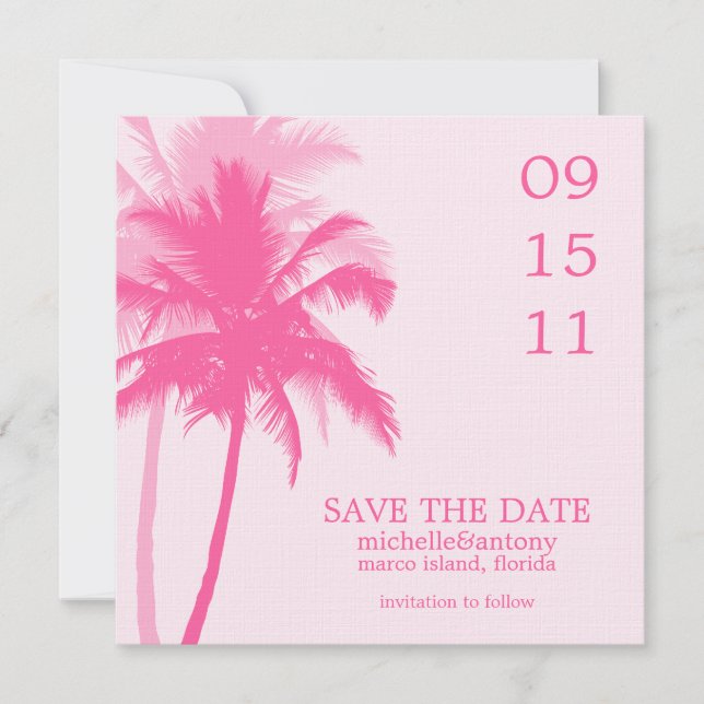 Palm Trees Wedding Save the Date (Front)