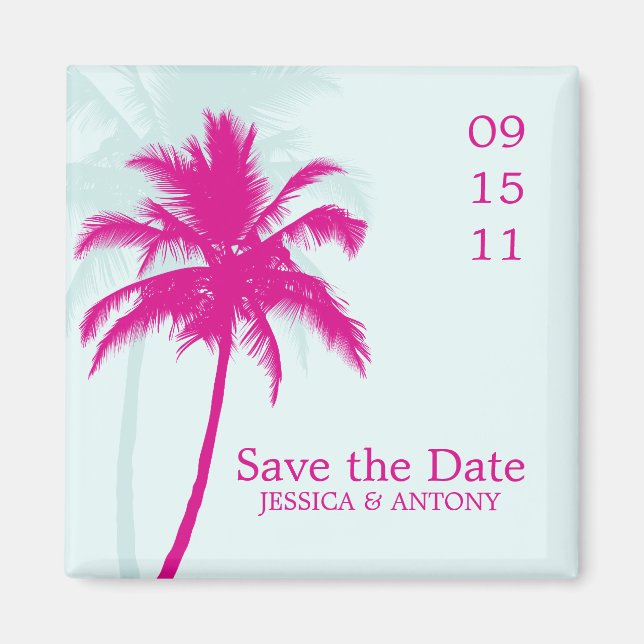 Palm Trees Wedding Save the Date or Favor Magnet (Front)