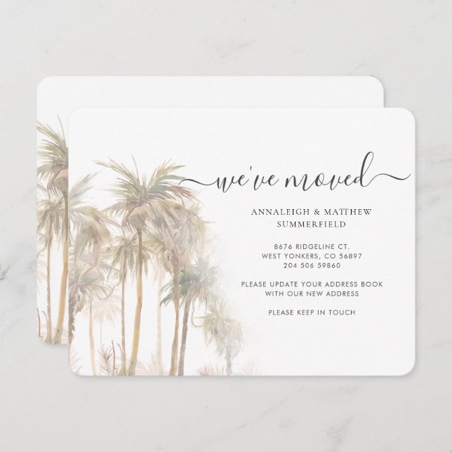 Palm Trees We've Moved Moving Tropical Note Card (Front/Back)
