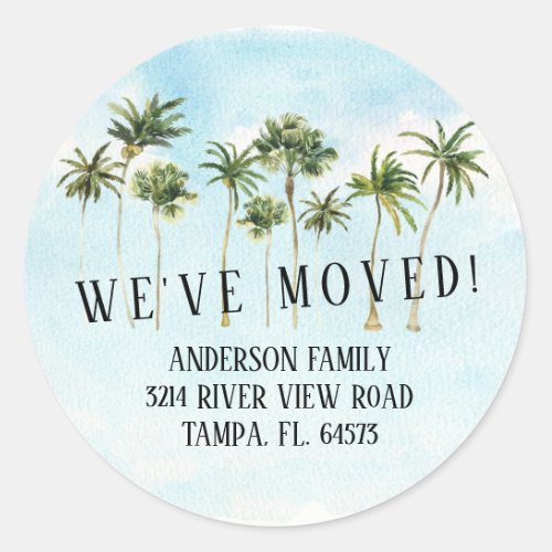 Palm Trees Weve Moved New Address Label Sticker