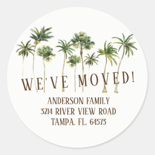 Palm Trees We've Moved New Address Label Sticker