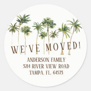 Palm Trees We've Moved New Address Label Sticker