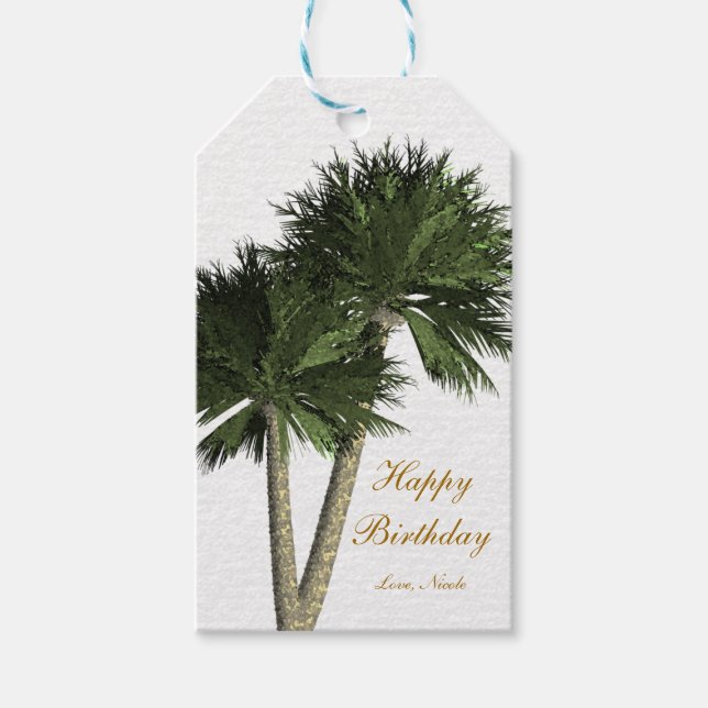 Palm Trees White Elegant Beach Wedding Gift Tag (Front)