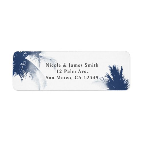 Palm Trees White Glamour Chic Modern Invitation Label