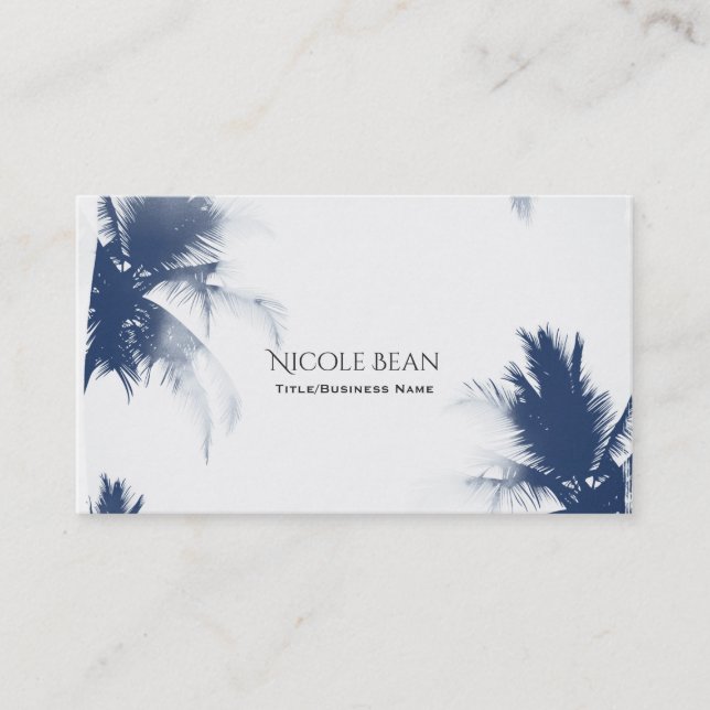 Palm Trees White Glamour Chic Modern Tropical Business Card (Front)