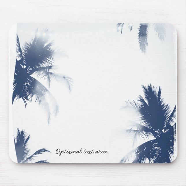 Palm Trees White Glamour Chic Modern Tropical Mouse Pad (Front)
