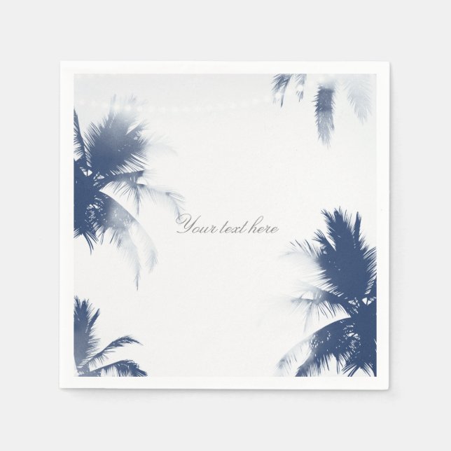 Palm Trees White Glamour Chic Modern Tropical Napkins (Front)