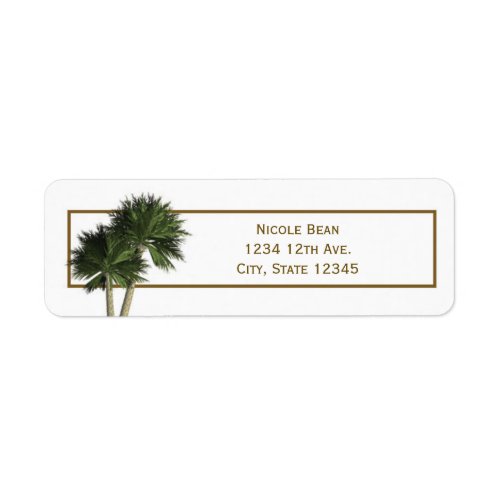Palm Trees White  Gold Elegant Address Labels