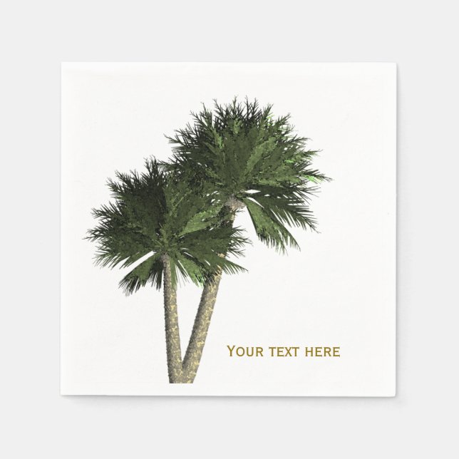 Palm Trees White & Gold Elegant Wedding Napkins (Front)