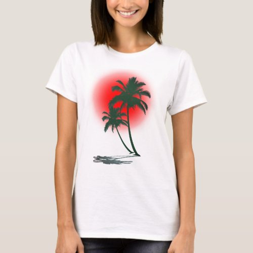 Palm Trees with Red Sun T_Shirt