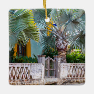 Palm Trees with Rustic Gate    Mexico Ceramic Ceramic Ornament